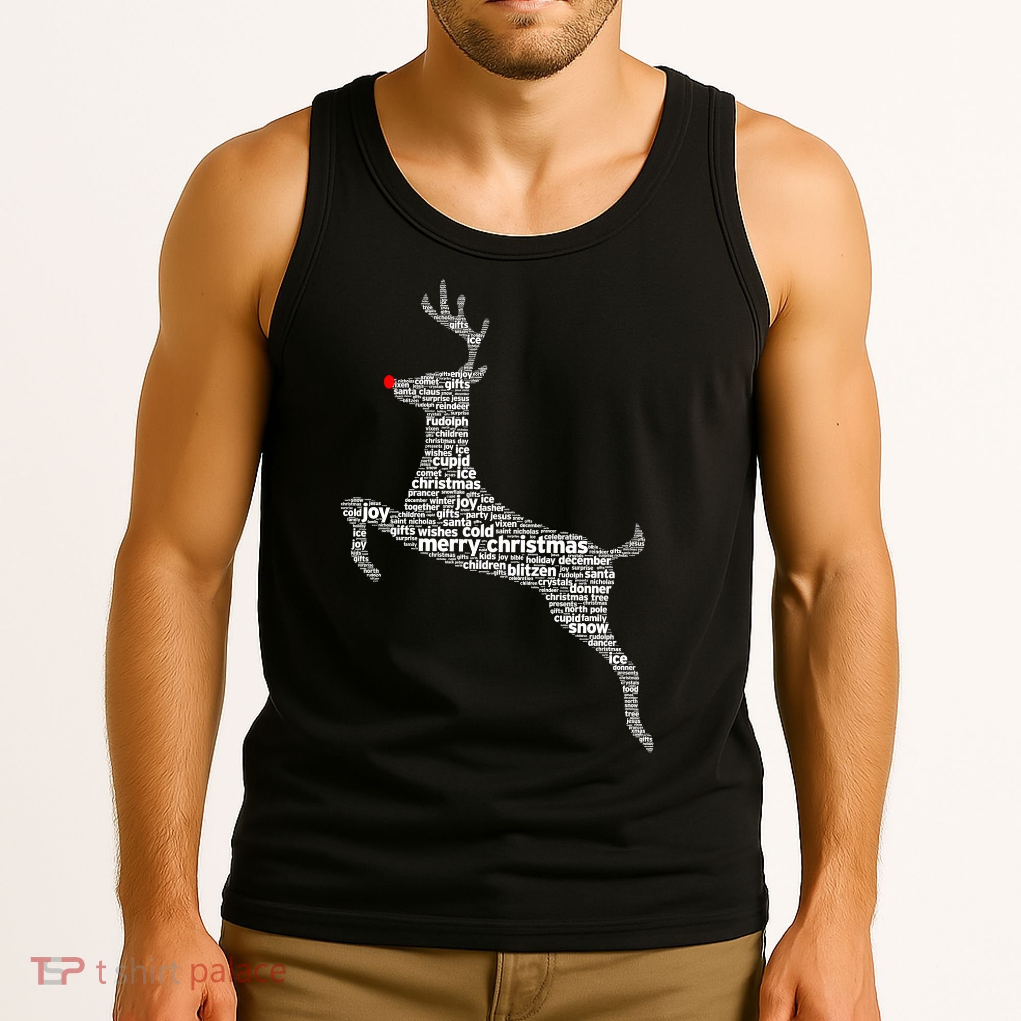 Wordy Reindeer Christmas Tank Top
