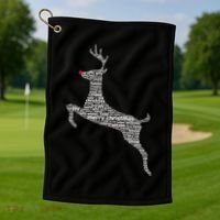 Wordy Reindeer Christmas Golf Towel thumb 1