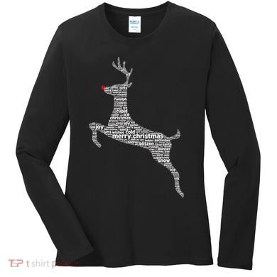 Wordy Reindeer Christmas Women's Long Sleeve Shirt