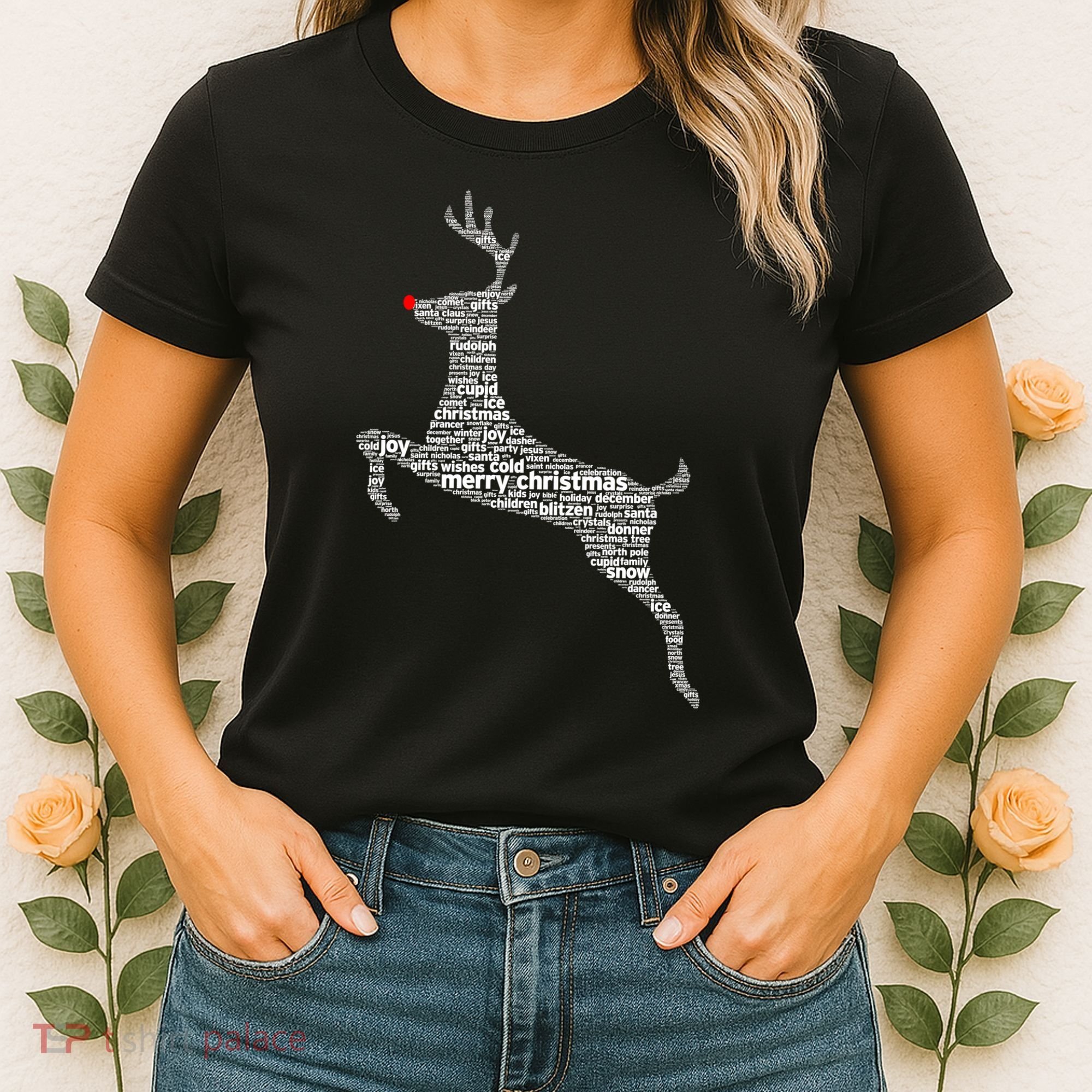 Wordy Reindeer Christmas Women's T-Shirt