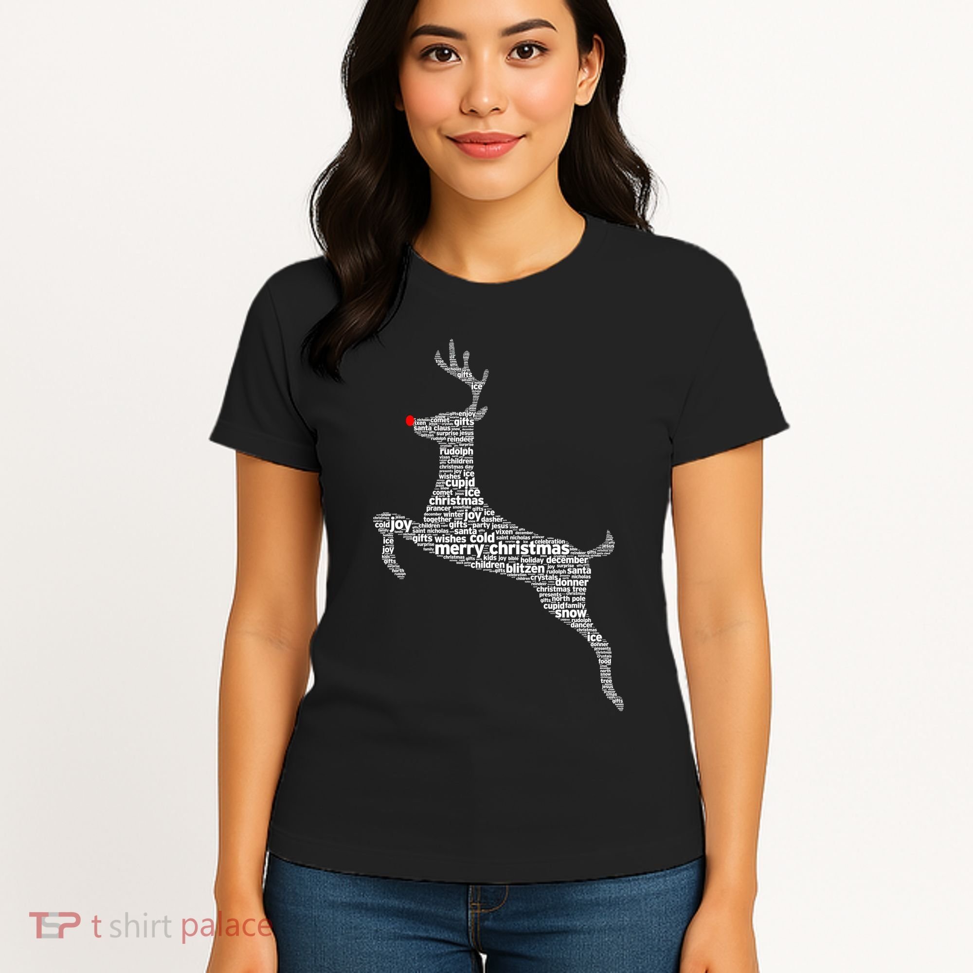 Wordy Reindeer Christmas Women's T-Shirt