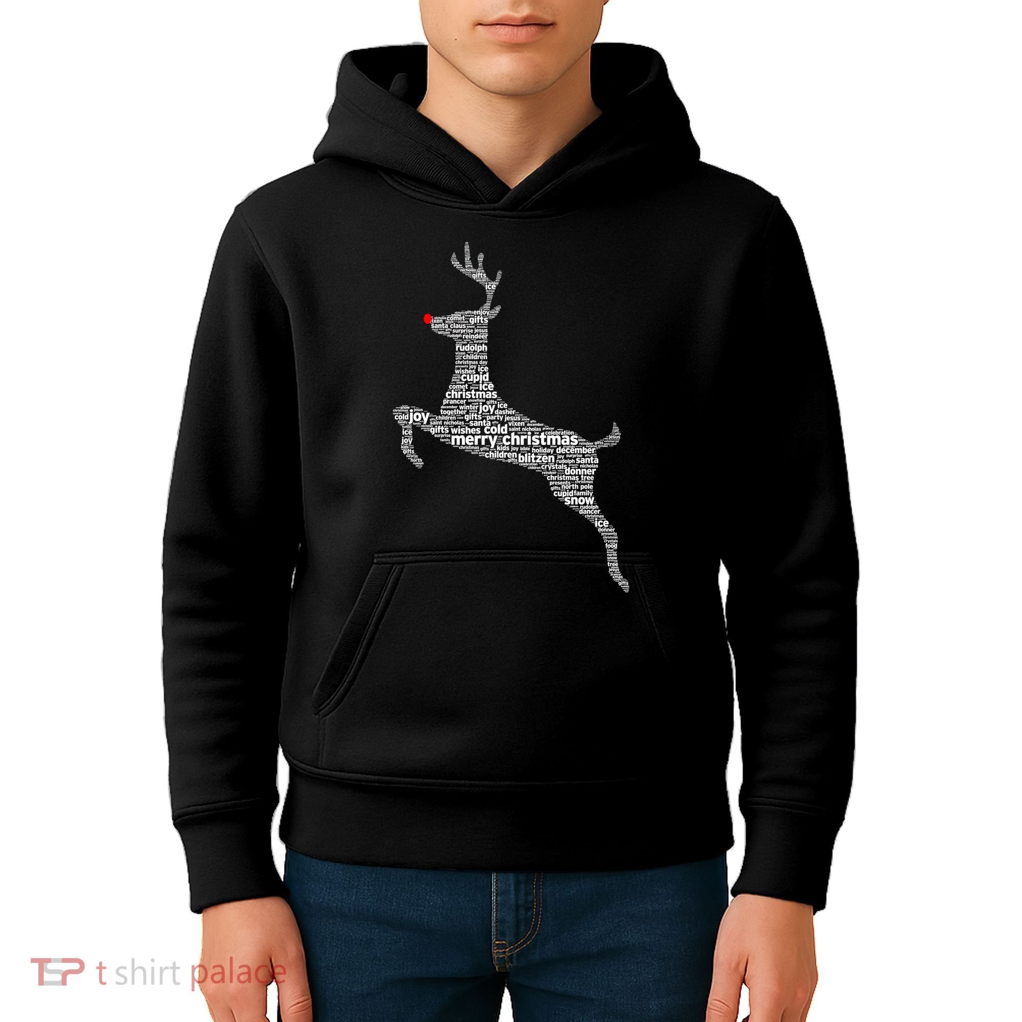Wordy Reindeer Christmas Kids Hoodie