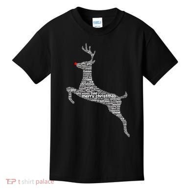 Wordy Reindeer Christmas Kids T-Shirt