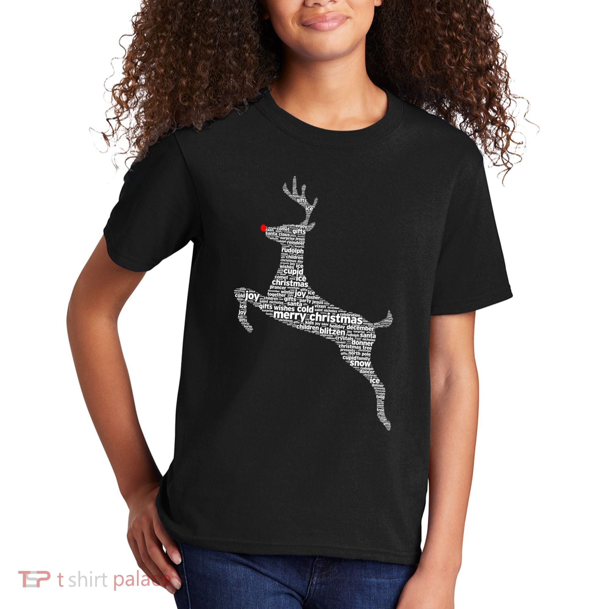 Wordy Reindeer Christmas Kids T-Shirt