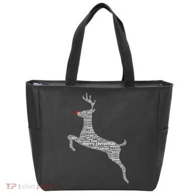 Wordy Reindeer Christmas Tote Bag