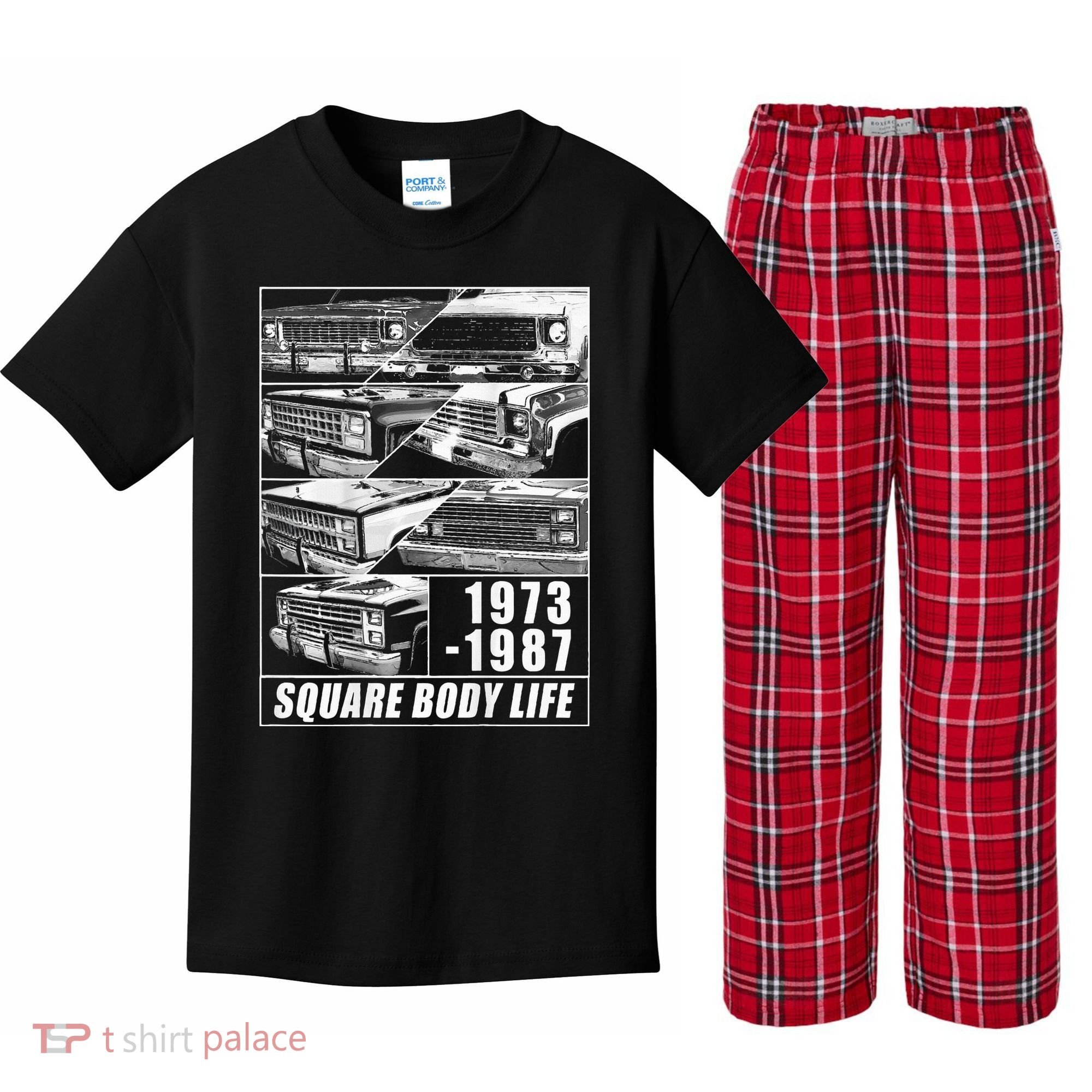 1973 1987 Square Body Truck Squarebody Kids Plaid Pajama Set