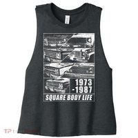 1973 1987 Square Body Truck Squarebody Women's Racerback Cropped Tank thumb 0