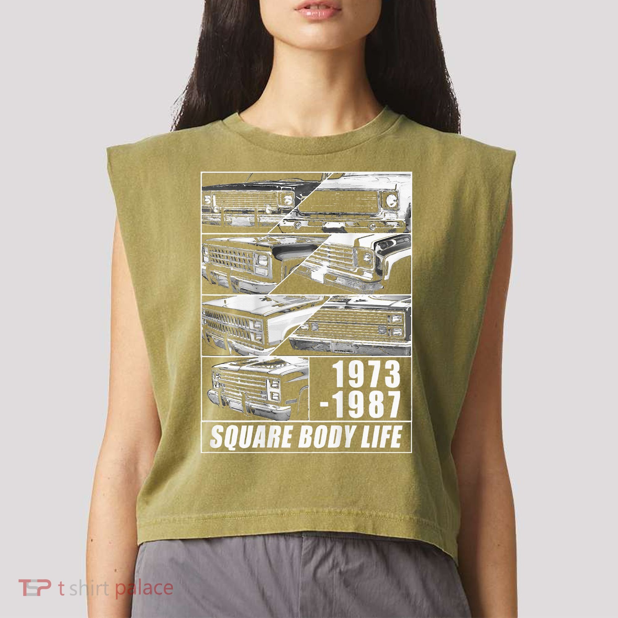1973 1987 Square Body Truck Squarebody Garment-Dyed Women's Muscle Tee