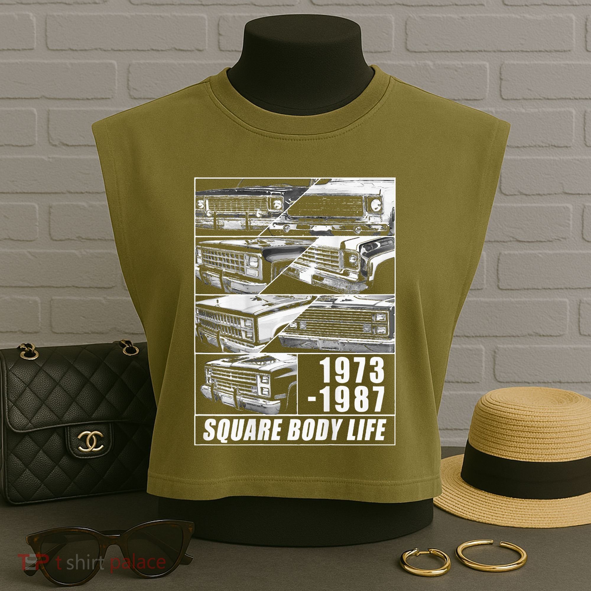 1973 1987 Square Body Truck Squarebody Garment-Dyed Women's Muscle Tee
