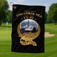 1947 1990 Uss Coral Sea Cv43 Golf Towel thumb 1