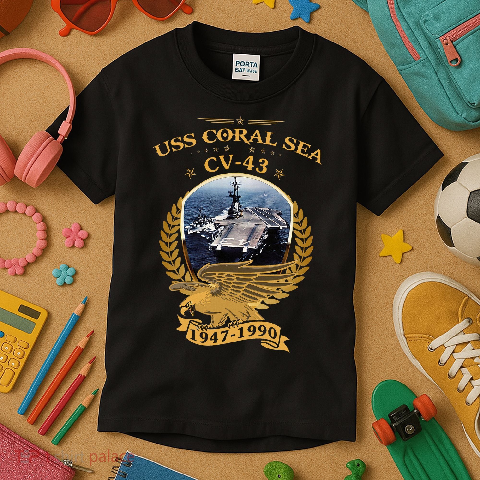 1947 1990 Uss Coral Sea Cv43 Kids T-Shirt