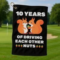 10th 10 Year Tin Wedding Anniversary Funny Couple Him Her Golf Towel thumb 1