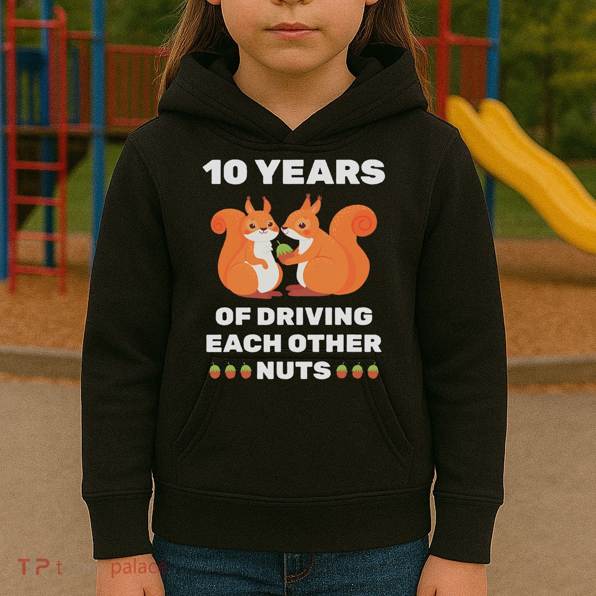 10th 10 Year Tin Wedding Anniversary Funny Couple Him Her Kids Hoodie