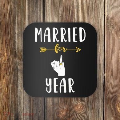 1st 1 Year Wedding Anniversary Gift Married Husband Wife Coaster