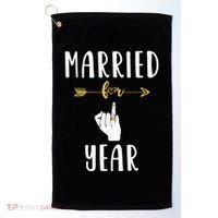 1st 1 Year Wedding Anniversary Gift Married Husband Wife Golf Towel thumb 0