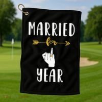 1st 1 Year Wedding Anniversary Gift Married Husband Wife Golf Towel thumb 1