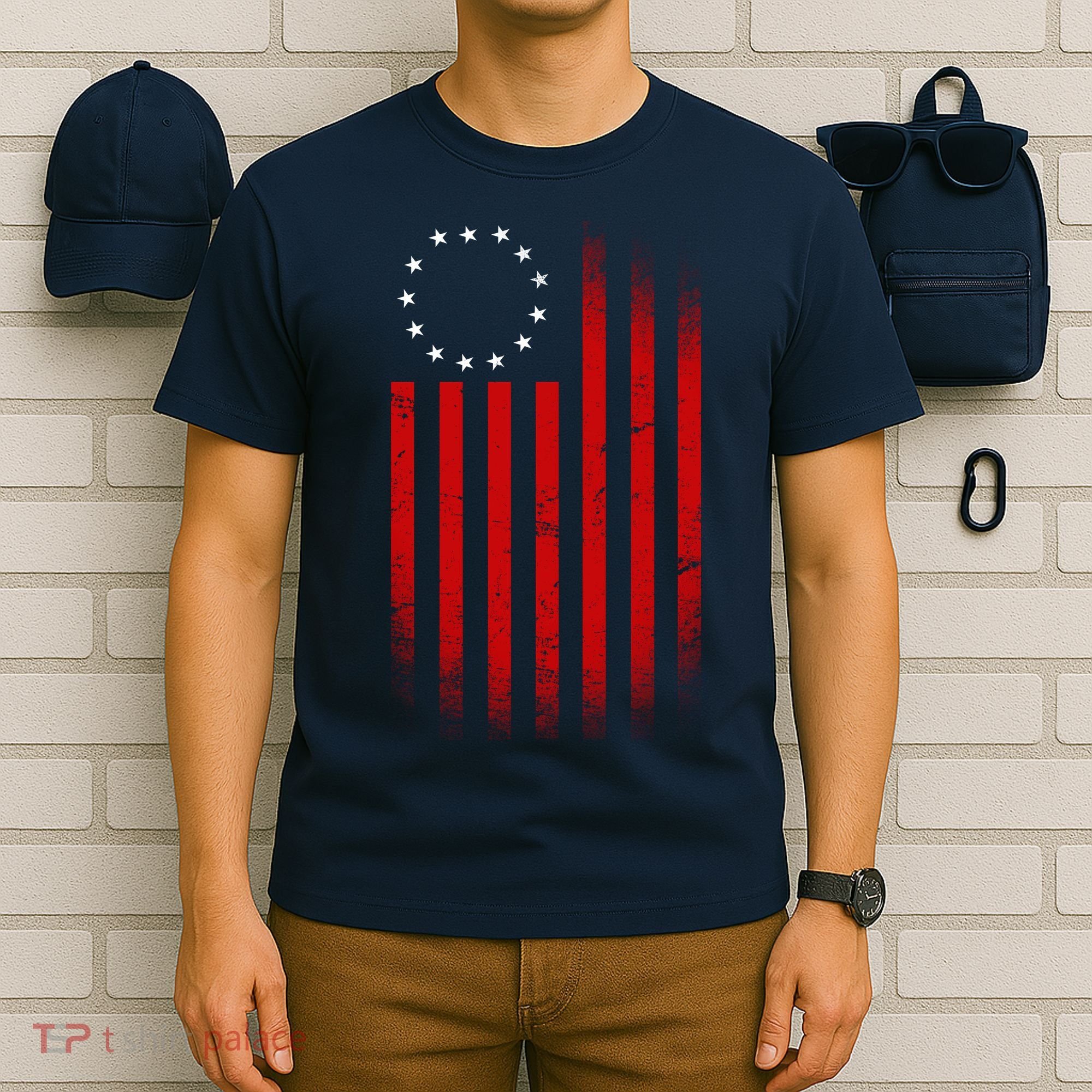 13 Colonies Betty Ross Vintage Flag T-Shirt