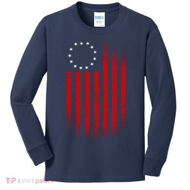 13 Colonies Betty Ross Vintage Flag Kids Long Sleeve Shirt