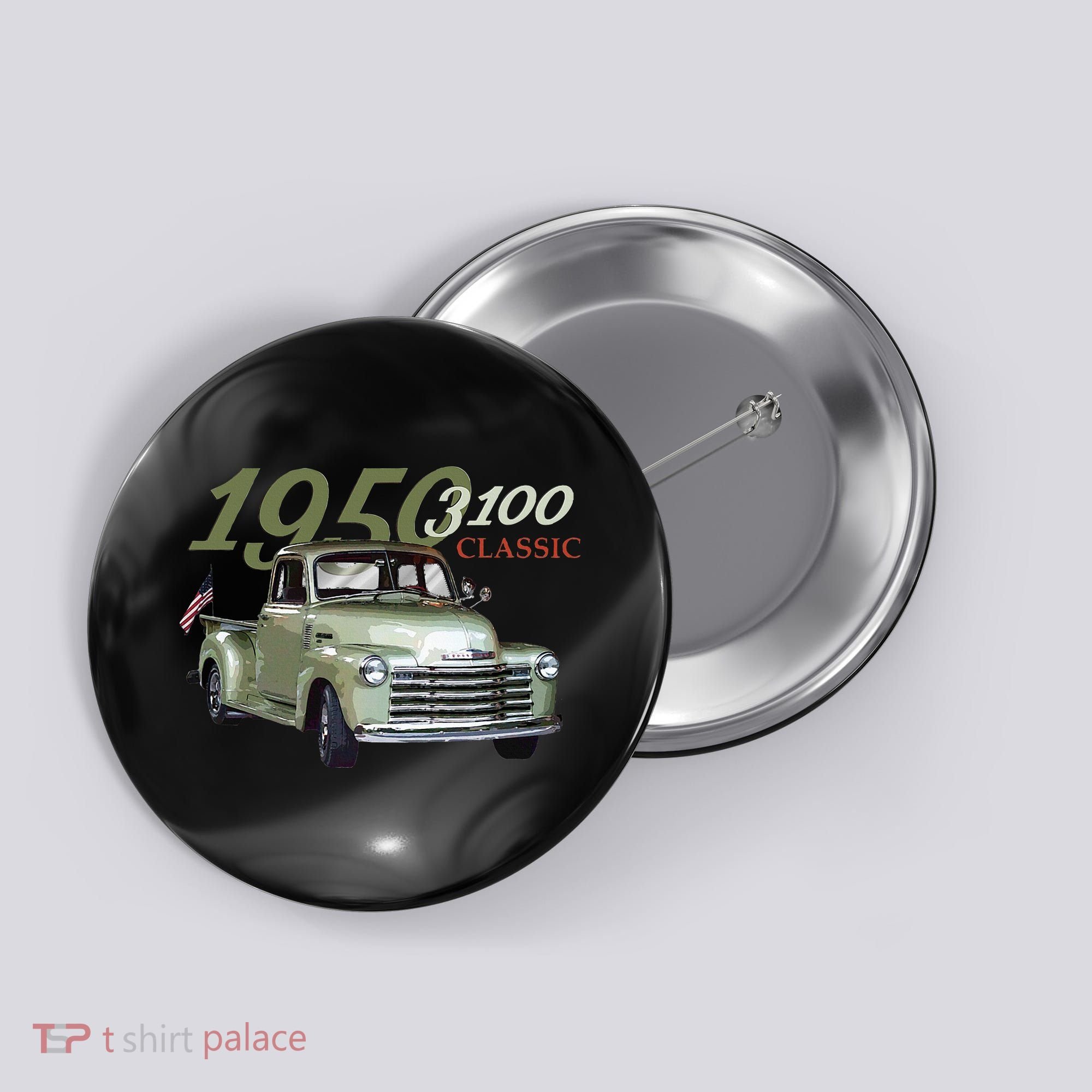 1950 3100 Pickup Truck Car Guys Button