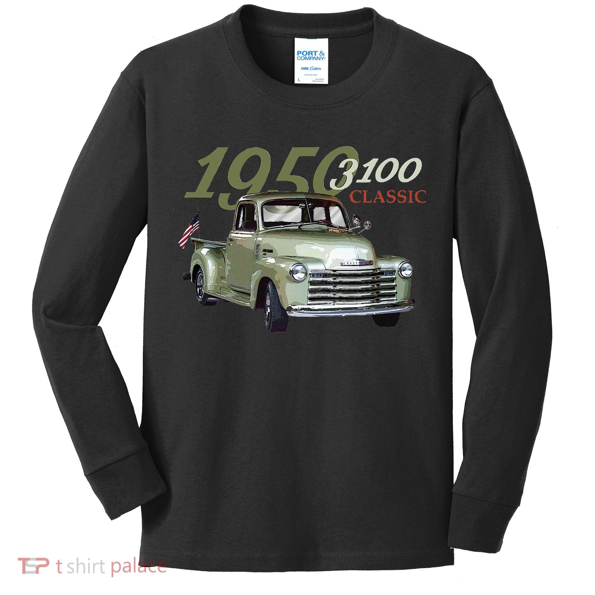 1950 3100 Pickup Truck Car Guys Kids Long Sleeve Shirt