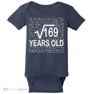 13th Birthday Square Root 169 Math Baby Bodysuit