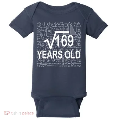 13th Birthday Square Root 169 Math Baby Bodysuit