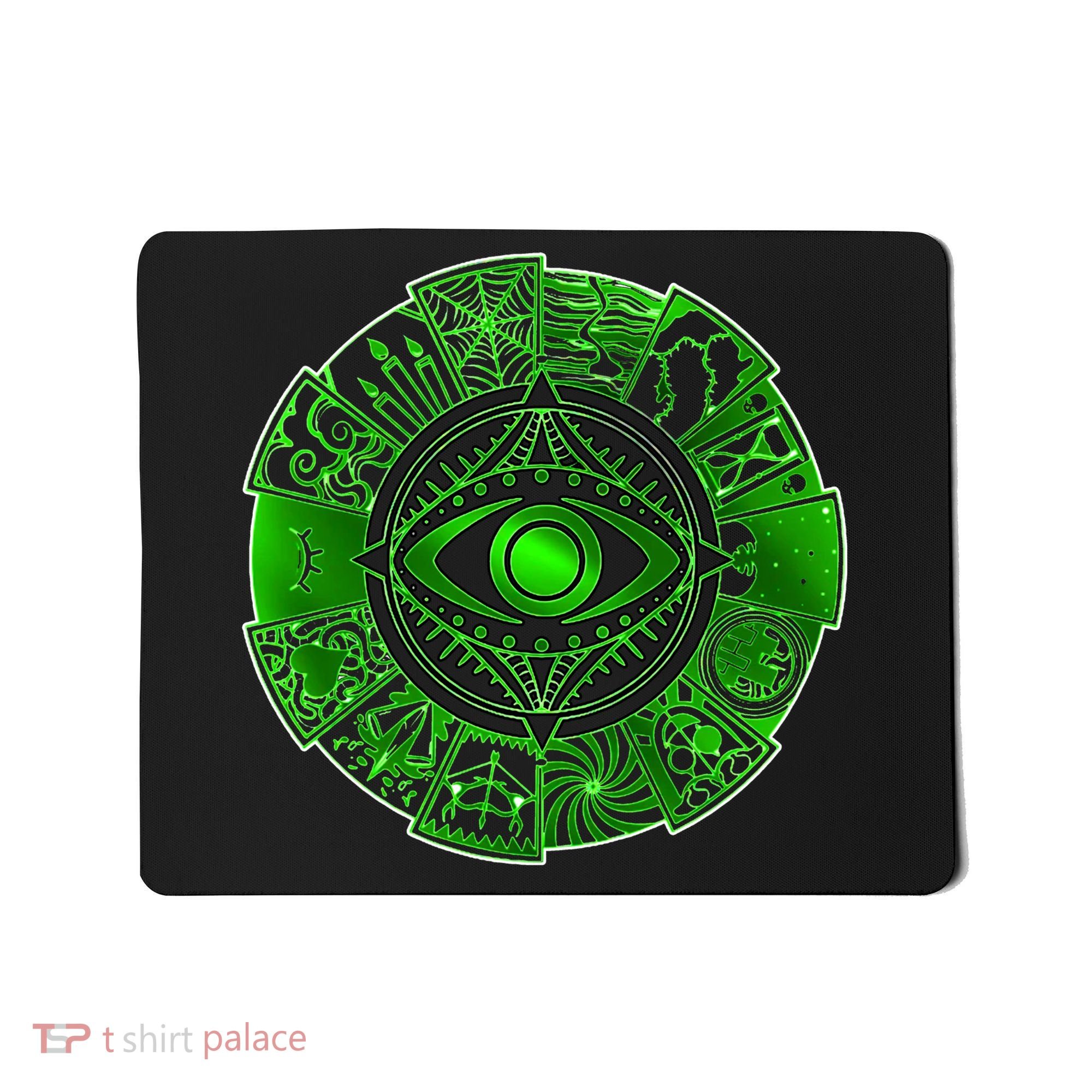 15 Fears Wheel Evil Green Eye Mousepad