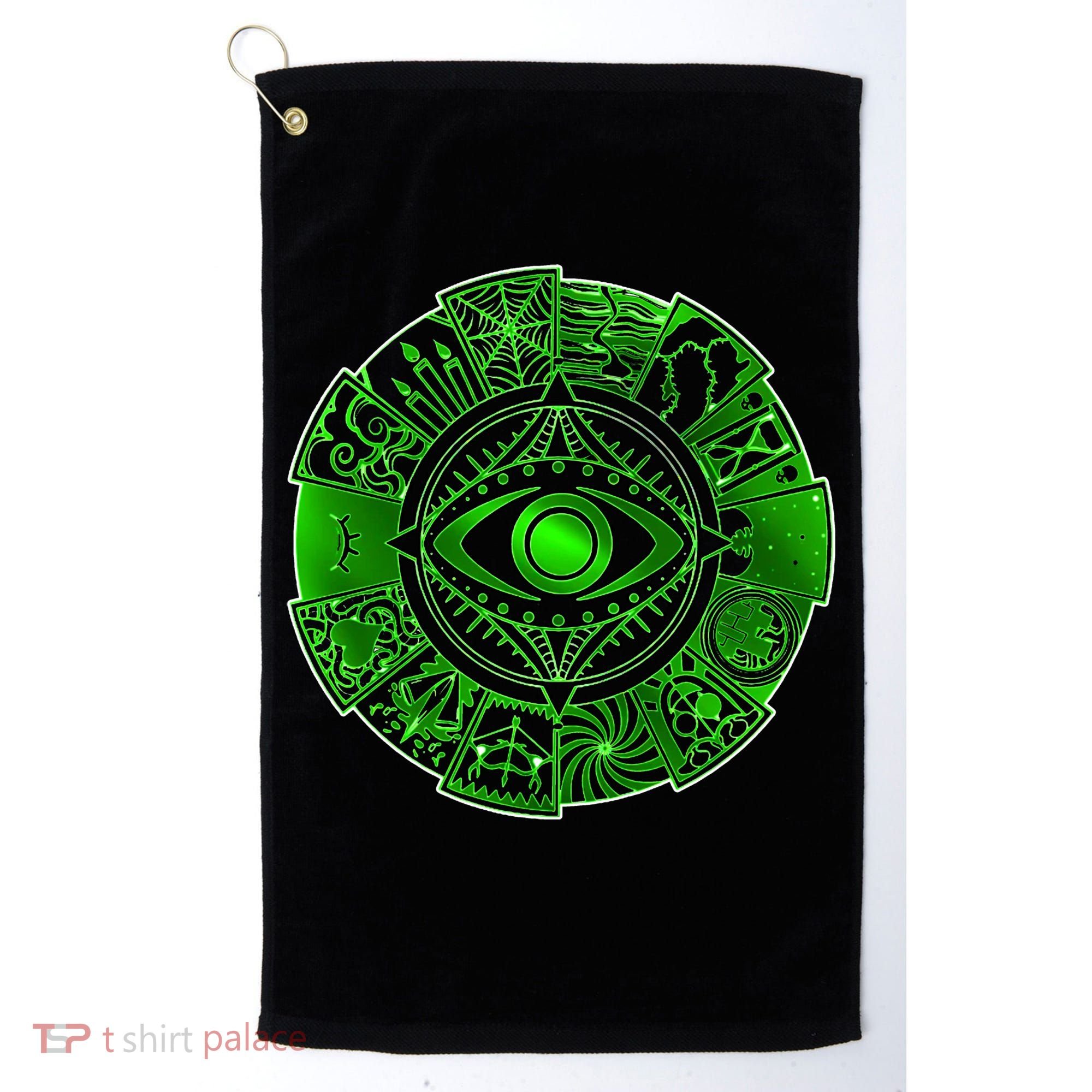15 Fears Wheel Evil Green Eye Golf Towel