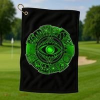 15 Fears Wheel Evil Green Eye Golf Towel thumb 1