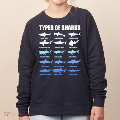 15 Types of Sharks Women's Sweatshirt