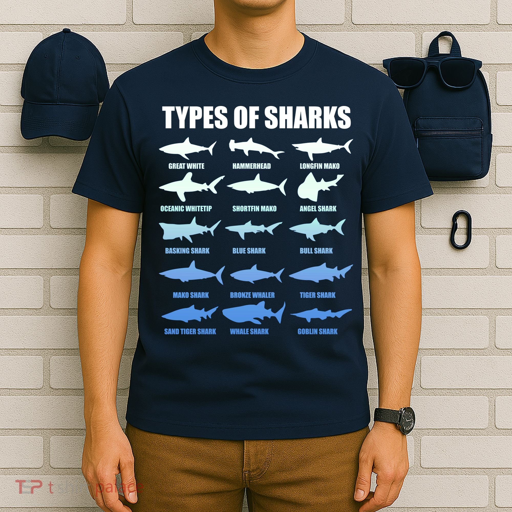15 Types of Sharks T-Shirt