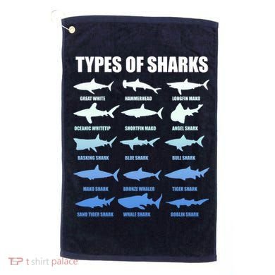 15 Types of Sharks Golf Towel
