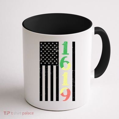 1619 Our Ancestors African American Pride Flag Coffee Mug back