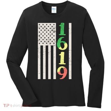 1619 Our Ancestors African American Pride Flag Women's Long Sleeve Shirt