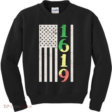1619 Our Ancestors African American Pride Flag Kids Sweatshirt