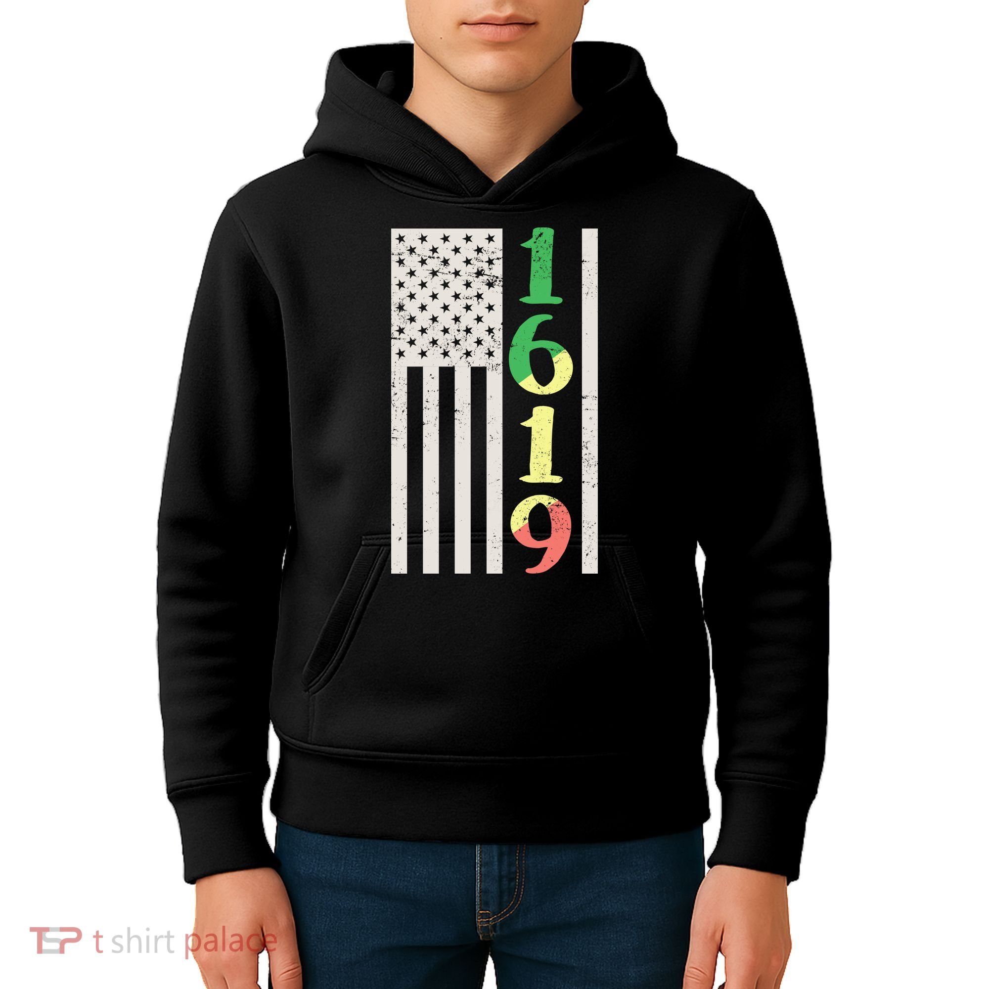 1619 Our Ancestors African American Pride Flag Kids Hoodie
