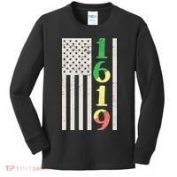 1619 Our Ancestors African American Pride Flag Kids Long Sleeve Shirt thumb 0