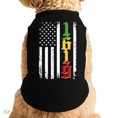 1619 US Flag African American Traditional Colors Doggie Tank