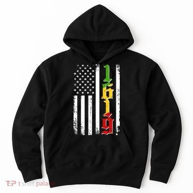 1619 US Flag African American Traditional Colors Hoodie