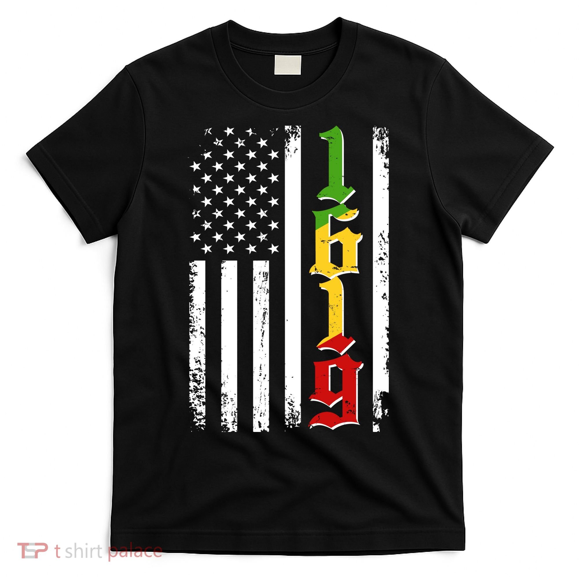 1619 US Flag African American Traditional Colors T-Shirt