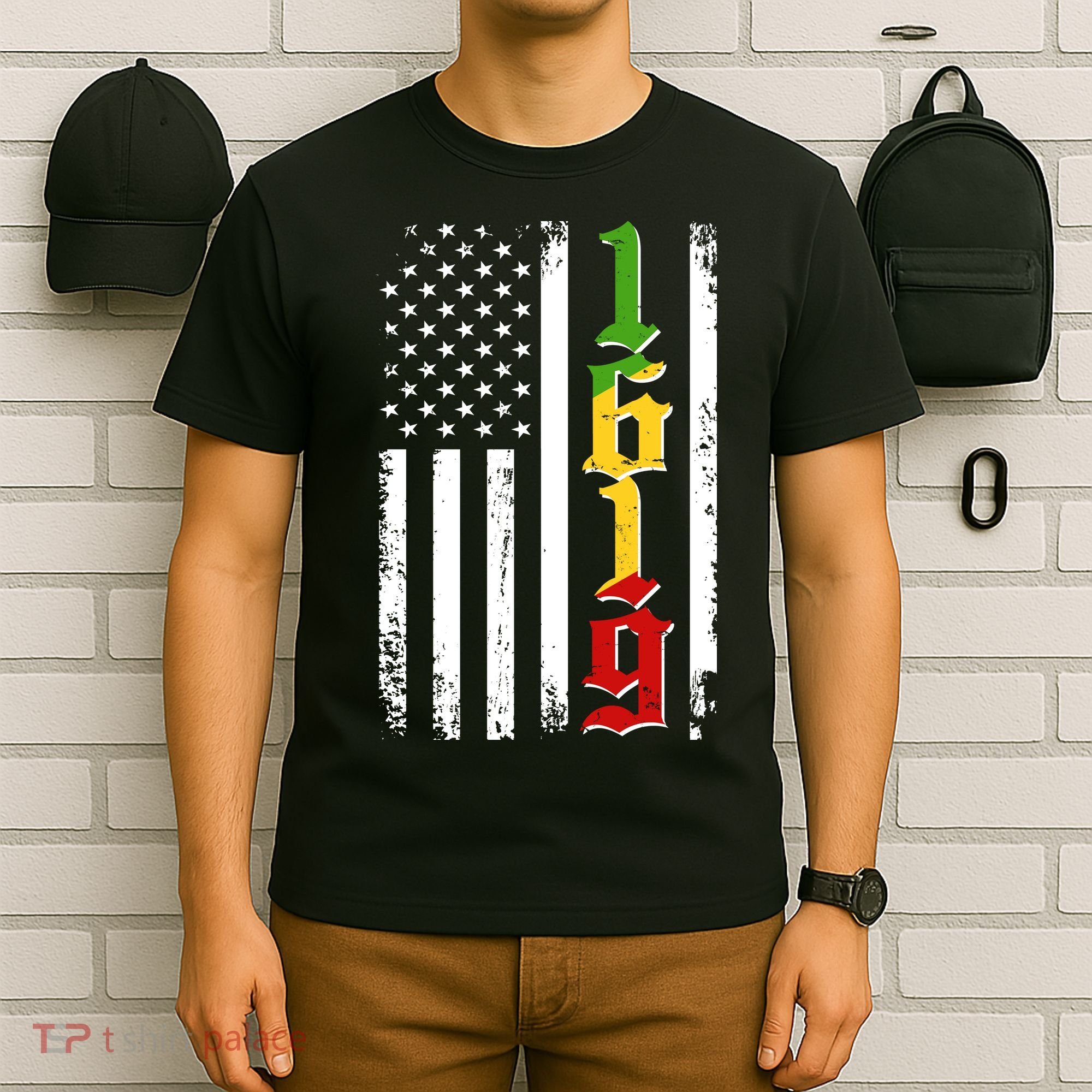 1619 US Flag African American Traditional Colors T-Shirt