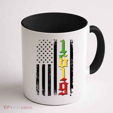 1619 US Flag African American Traditional Colors Coffee Mug back
