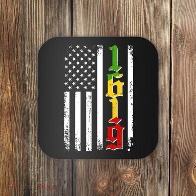 1619 US Flag African American Traditional Colors Coaster