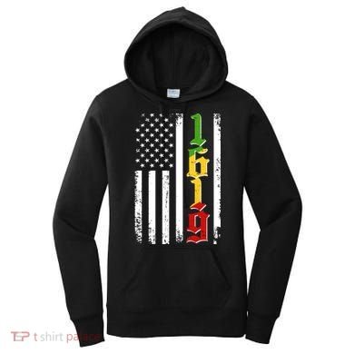 1619 US Flag African American Traditional Colors Women's Hoodie