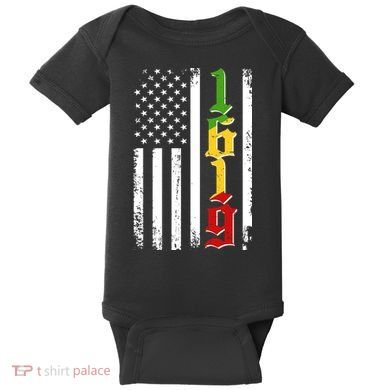 1619 US Flag African American Traditional Colors Baby Bodysuit