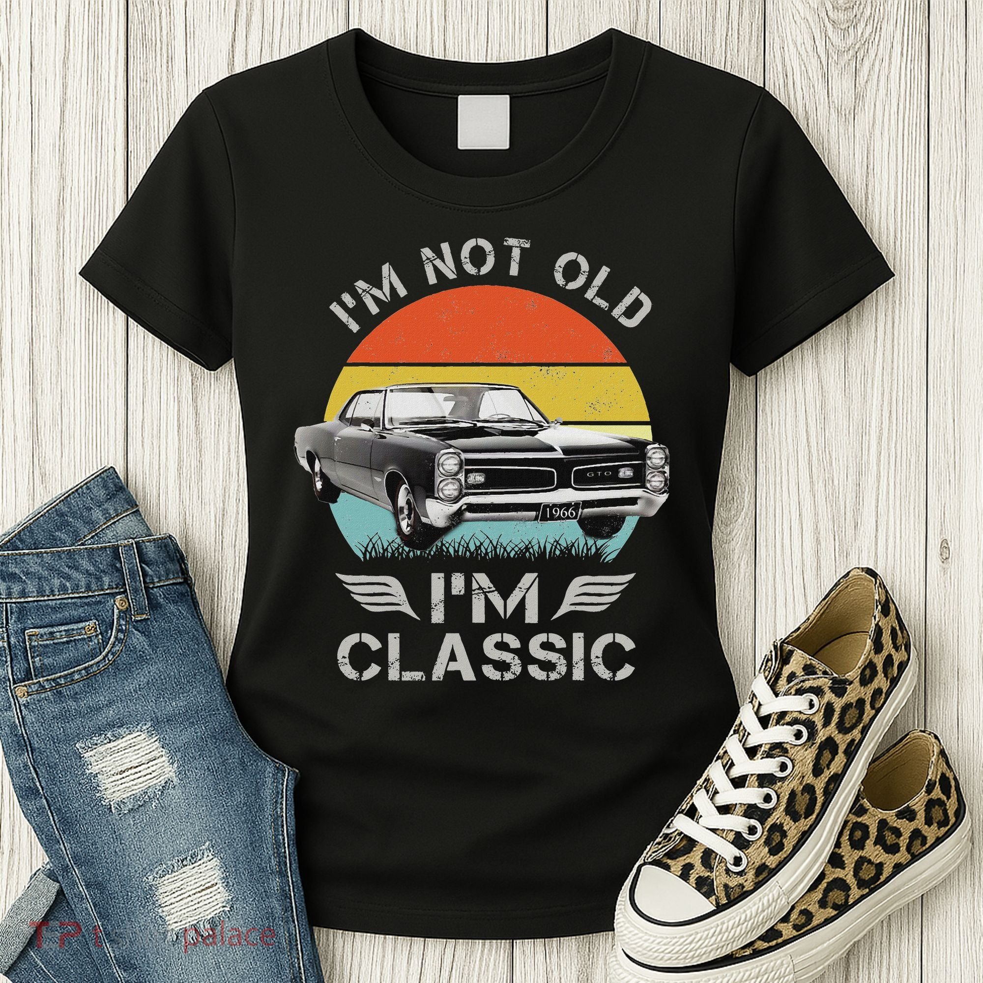 1966 66 Gto Classic Car Old School Muscle Car Women's T-Shirt