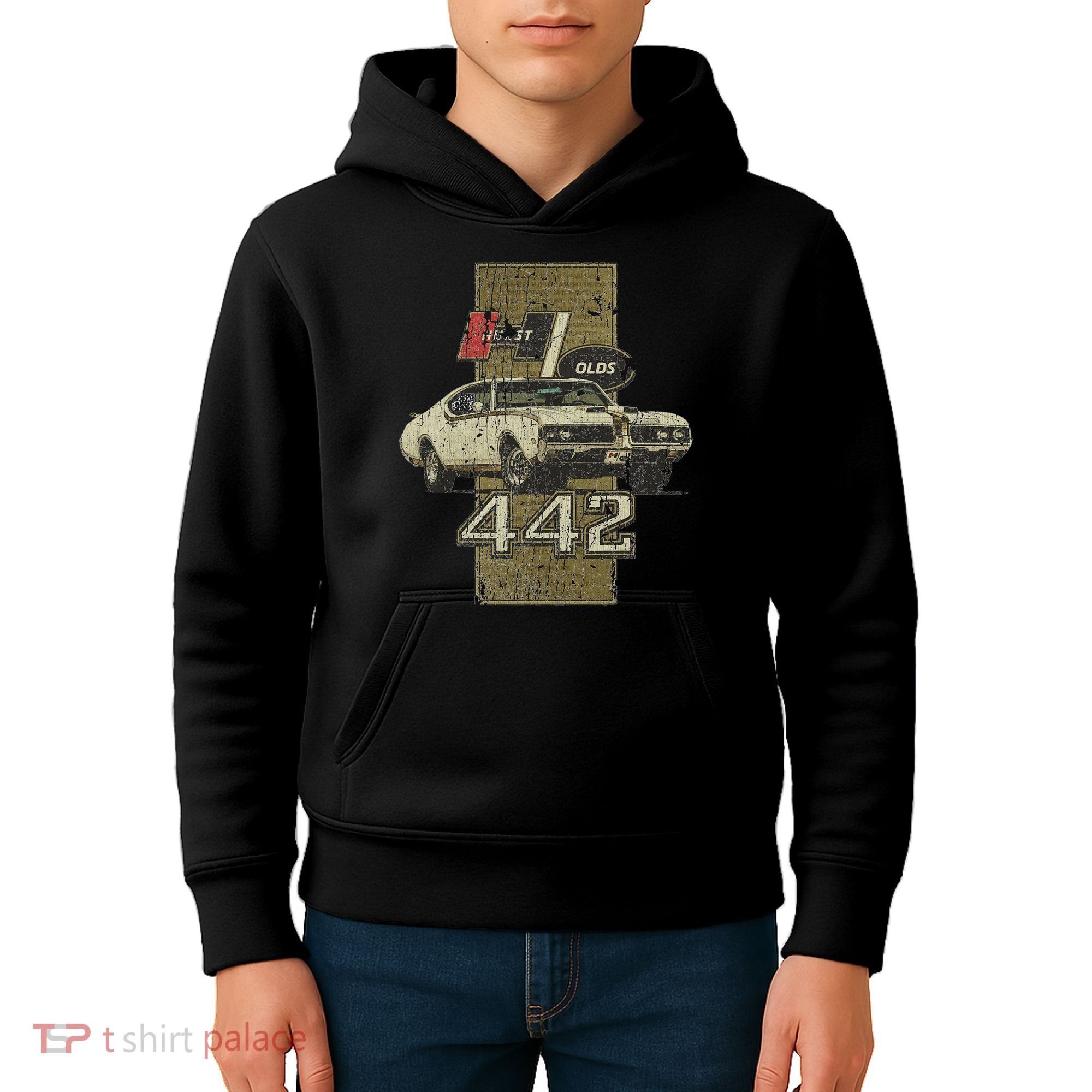 1969 69 Olds 442 Muscle Car Kids Hoodie