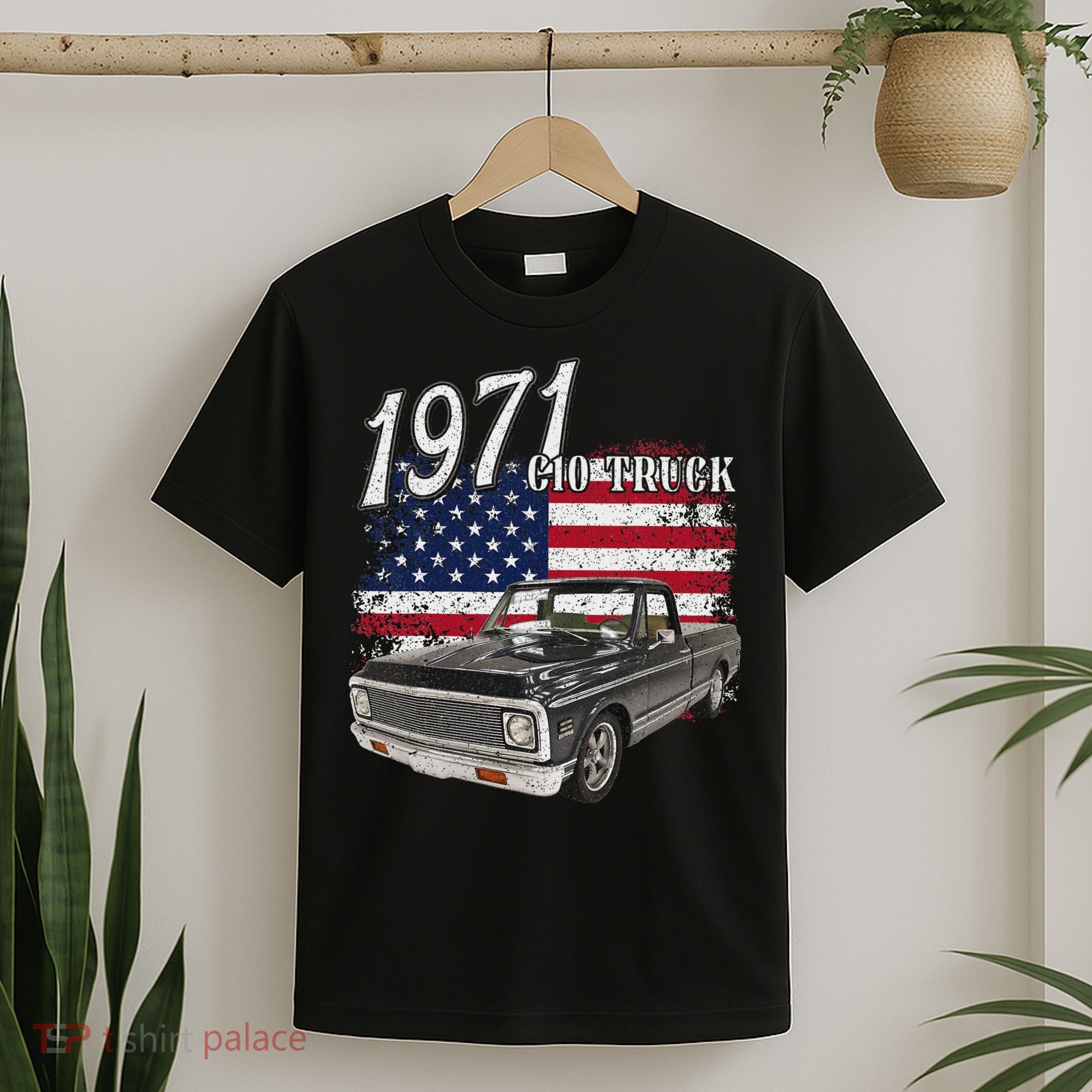 1971 71 C10 Truck Vintage 4th Of July American Flag T-Shirt
