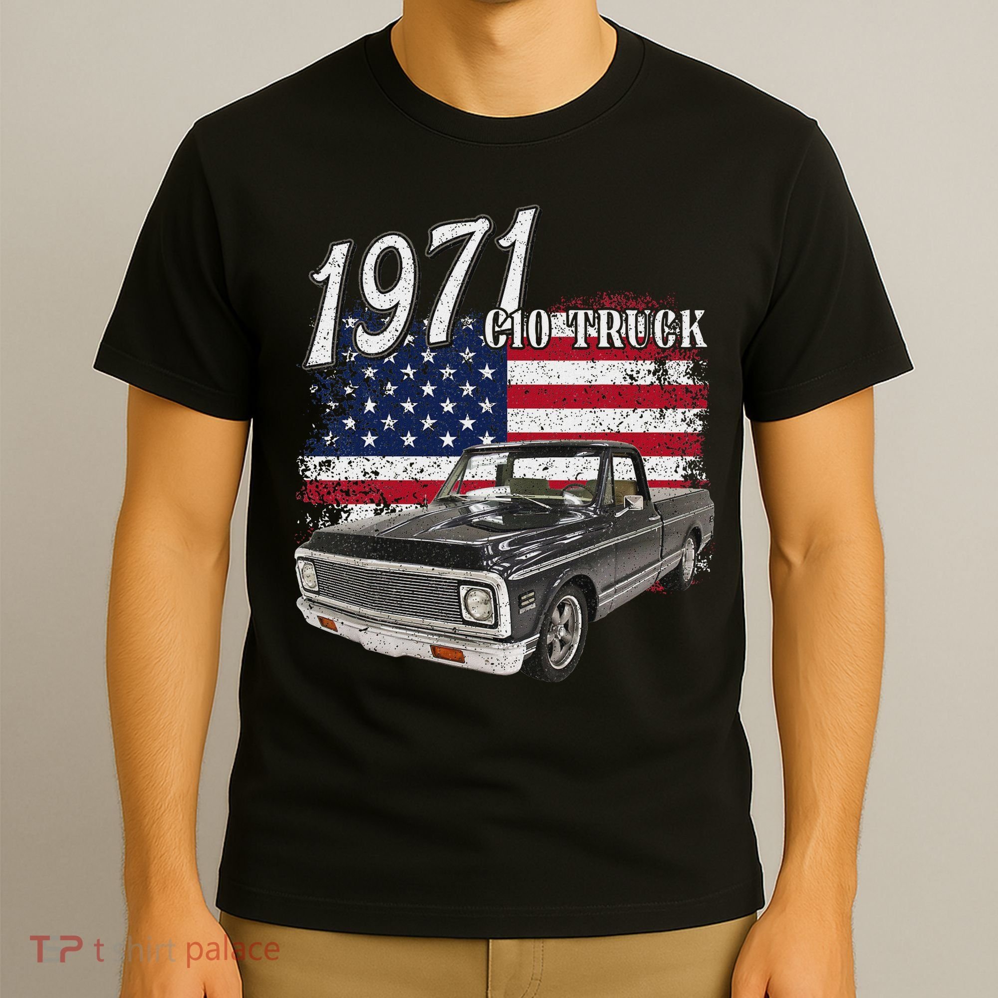 1971 71 C10 Truck Vintage 4th Of July American Flag T-Shirt