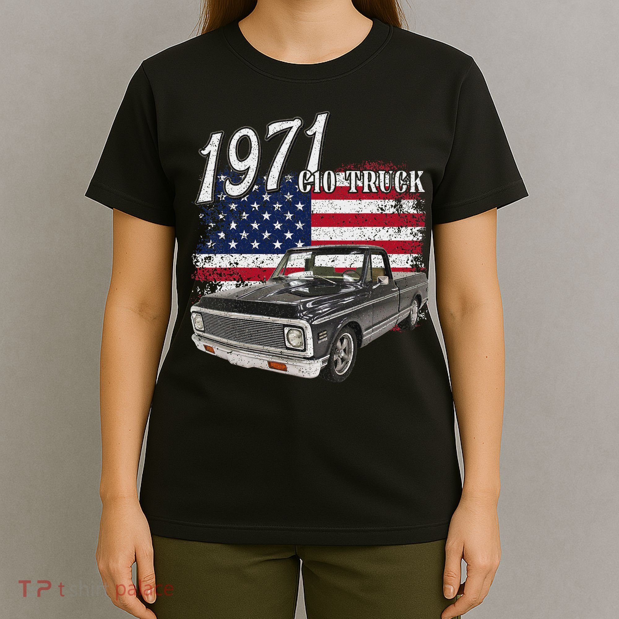 1971 71 C10 Truck Vintage 4th Of July American Flag T-Shirt